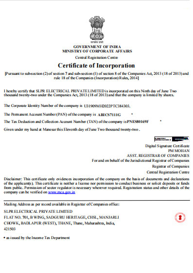 Certificate of Incorporation